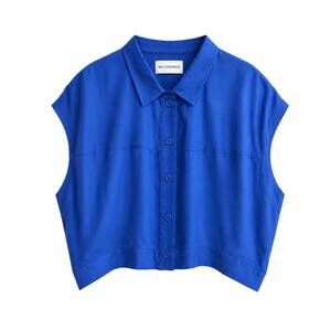 NEW SELF CONTRAST women's bella oversize sleeveless blouse in blue